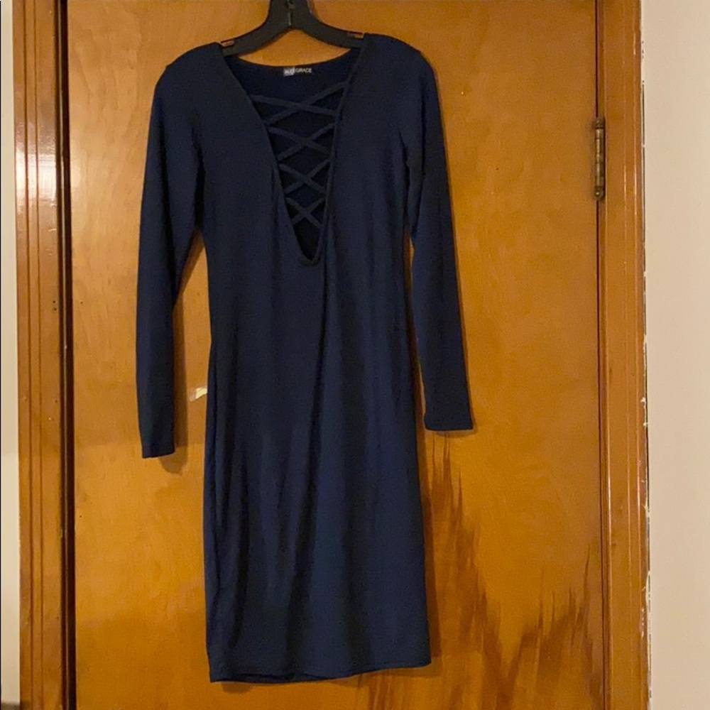 Navy Blue Knee length body con dress